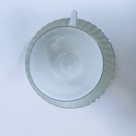 Royal Tettau South Wind Grey Green 4 Cups & Saucers Set Border Swirled w/ Trim - Picture 7 of 16